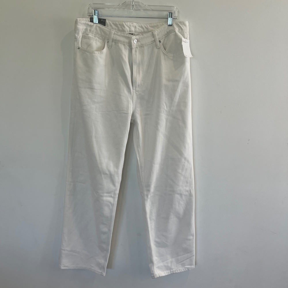 HM Divided White Straight Loose Fit High Waist Jeans Size 16 NWT